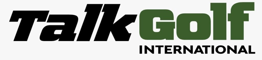 TalkGolf International logo: bold black 'Talk' followed by dark green 'Golf', with 'INTERNATIONAL' in black uppercase beneath.