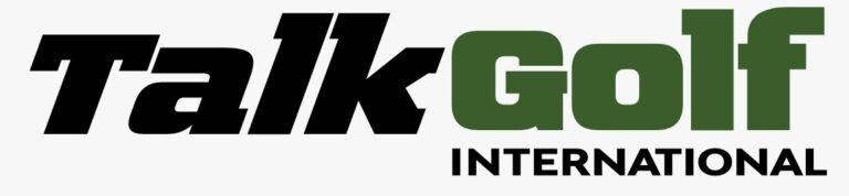 TalkGolf International logo: bold black 'Talk' followed by dark green 'Golf', with 'INTERNATIONAL' in black uppercase beneath.