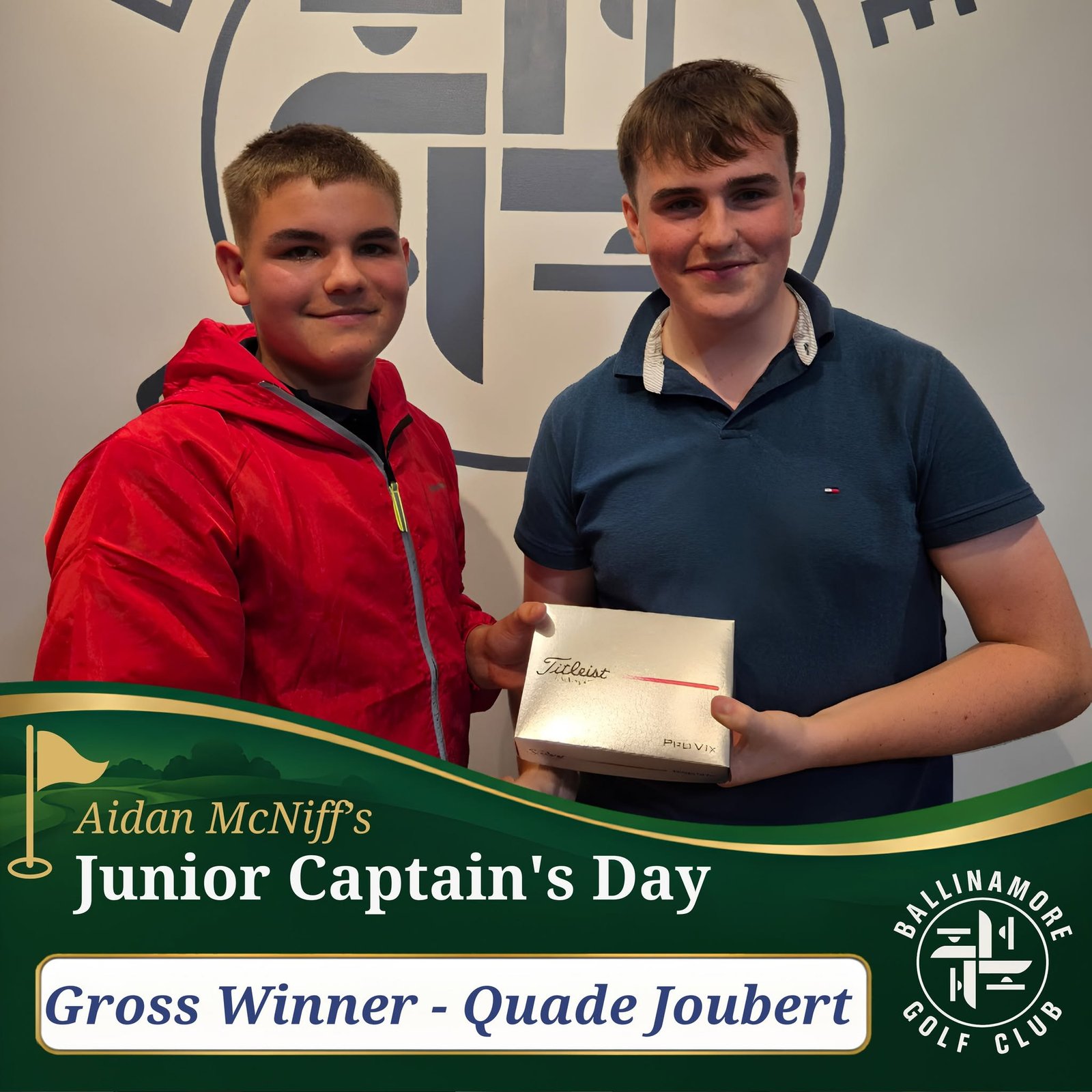 Gross winner Quade Joubert with Junior Captain Aidan McNiff.