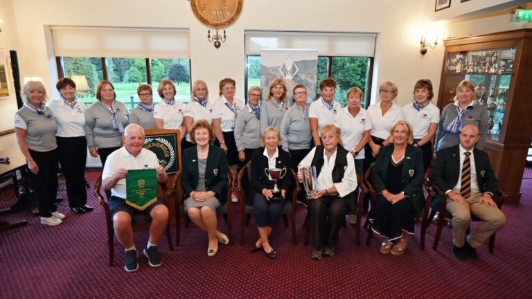 Cahir Park team with the All-Ireland Mary McKenna Diamond Trophy at Woodenbridge
