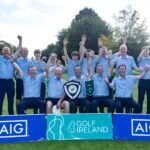 Galway Bay team celebrating with the AIG Jimmy Bruen Shield at Thurles Golf Club