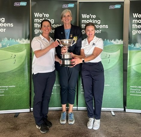Lynne Copeland and Emilia Wielocha with Mullingar GC Lady Captain, Jackie Mills.