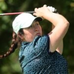 Blacklion’s Shauna Fee following through on a golf shot